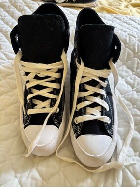 Converse Black and White Platform High-Top Canvas Sneakers